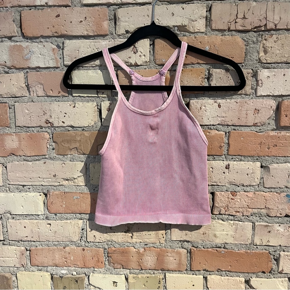 Free people pink ribbed tank top